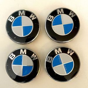 BMW logo wheel center caps in Blue & White 68mm set of 4 NWT